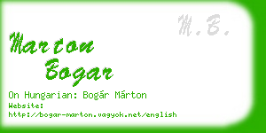 marton bogar business card