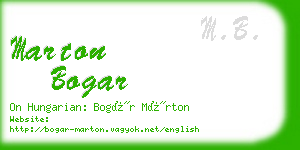 marton bogar business card